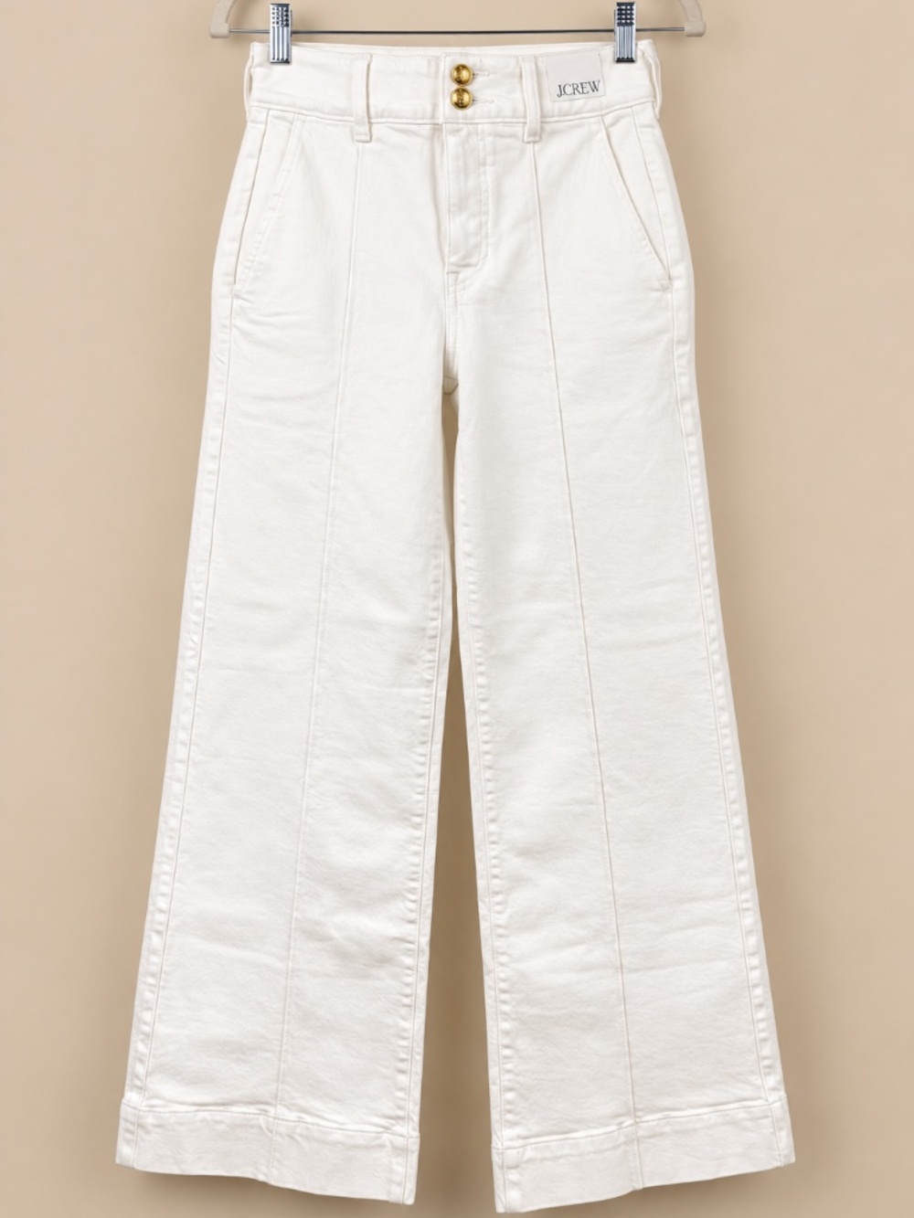 J.Crew Denim Trouser Jeans with Stacked Buttons White CV259